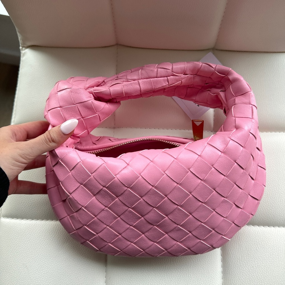 Bottega Veneta Pink Intrecciato Mini Jodie Shoulder Bag
